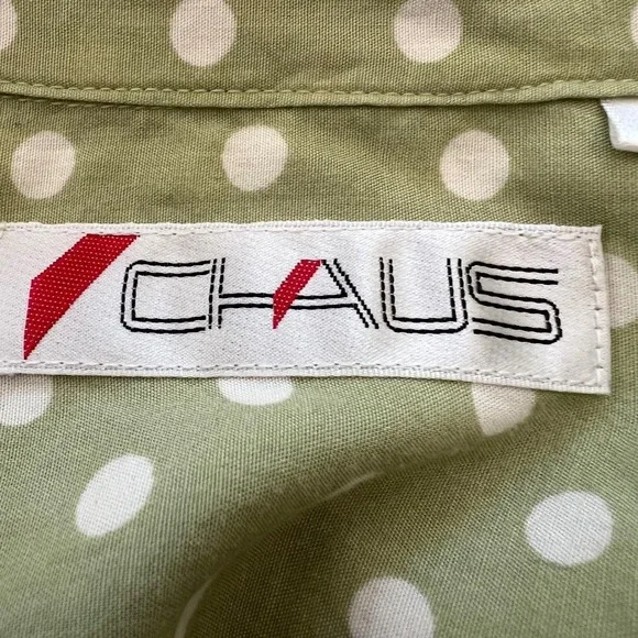 Vintage Rayon Skirt Set Polka Dot Sage Midi Tea Dress Cottagecore 12 - Picture 6 of 10